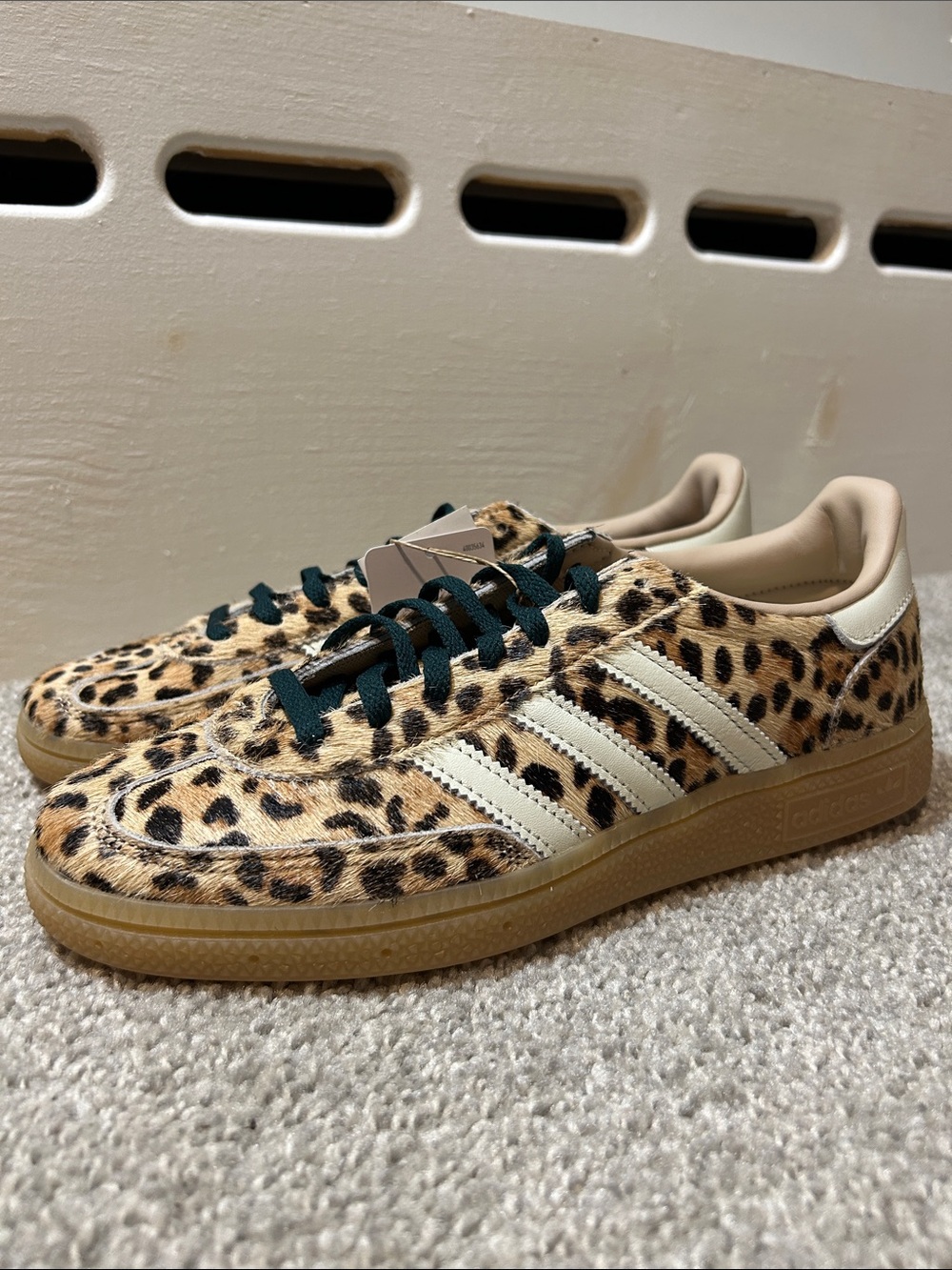 New Adidas Women's Handball Spezial Leopard-Print Sneakers in Beige - Picture 3 of 7